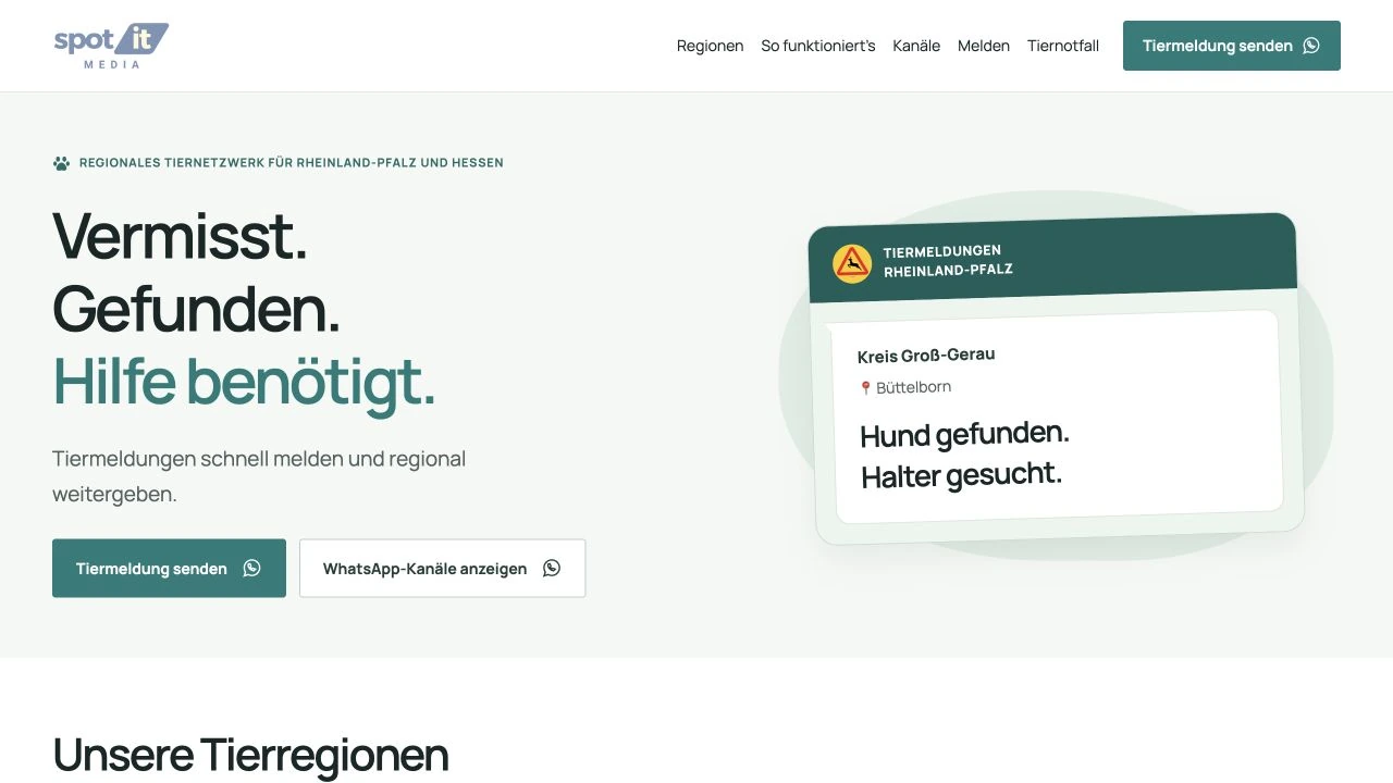 Startseite von spot it Tiermeldungen